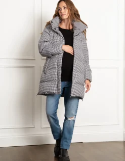 Online Seraphine Cozette | Houndstooth Belted Puffer Maternity Coat