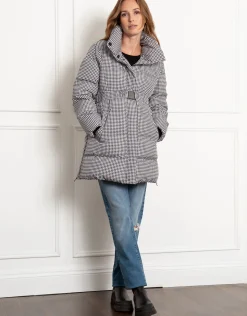 Online Seraphine Cozette | Houndstooth Belted Puffer Maternity Coat