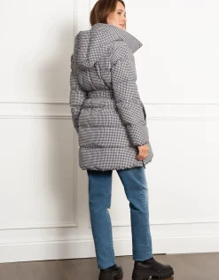 Online Seraphine Cozette | Houndstooth Belted Puffer Maternity Coat