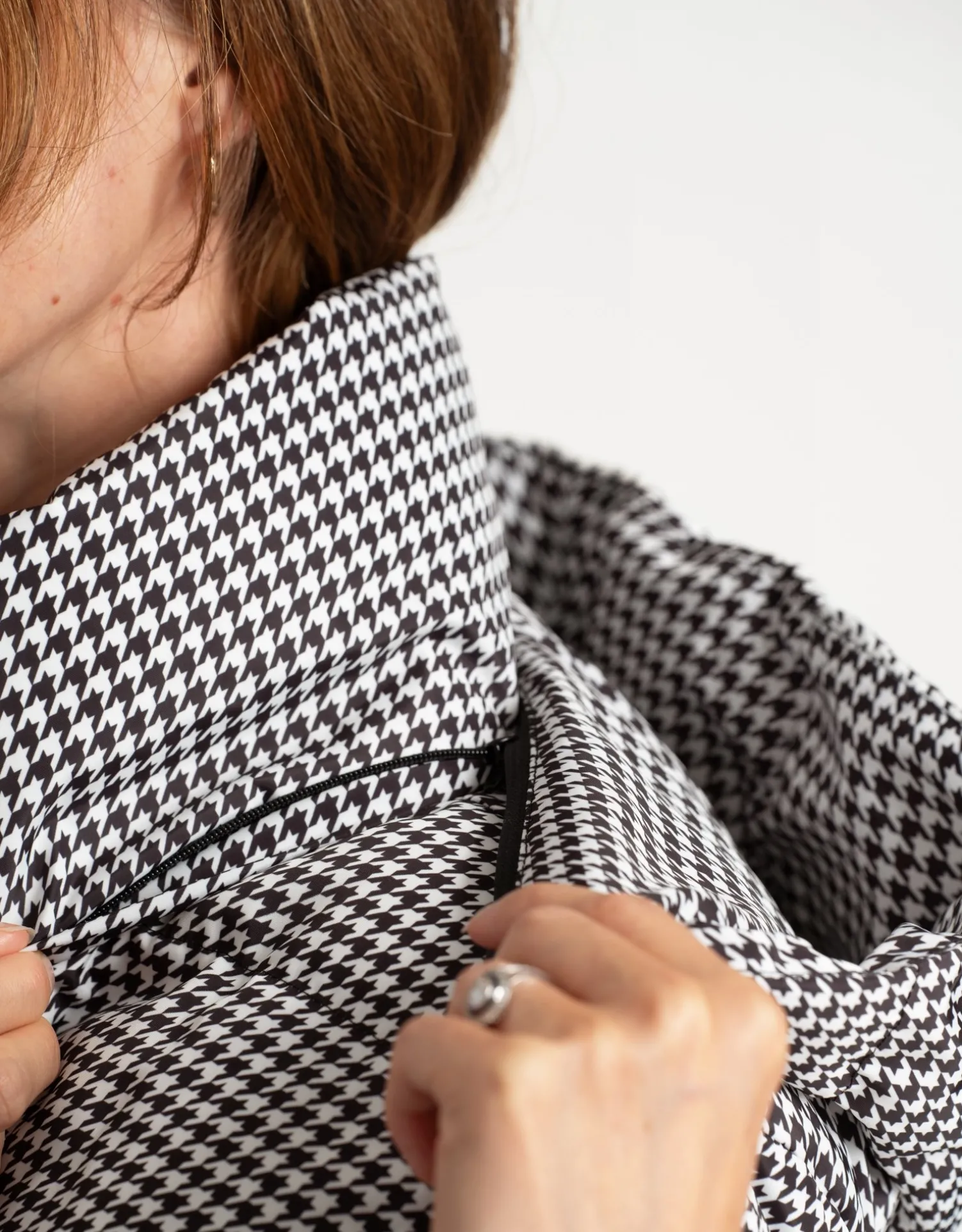 Online Seraphine Cozette | Houndstooth Belted Puffer Maternity Coat