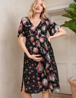 Fashion Seraphine Dahlia | Floral Bouquet Maternity & Nursing Dress