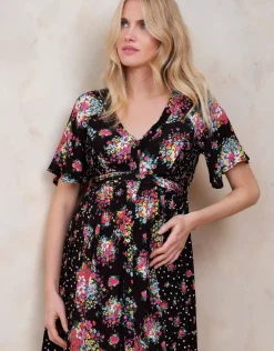 Fashion Seraphine Dahlia | Floral Bouquet Maternity & Nursing Dress