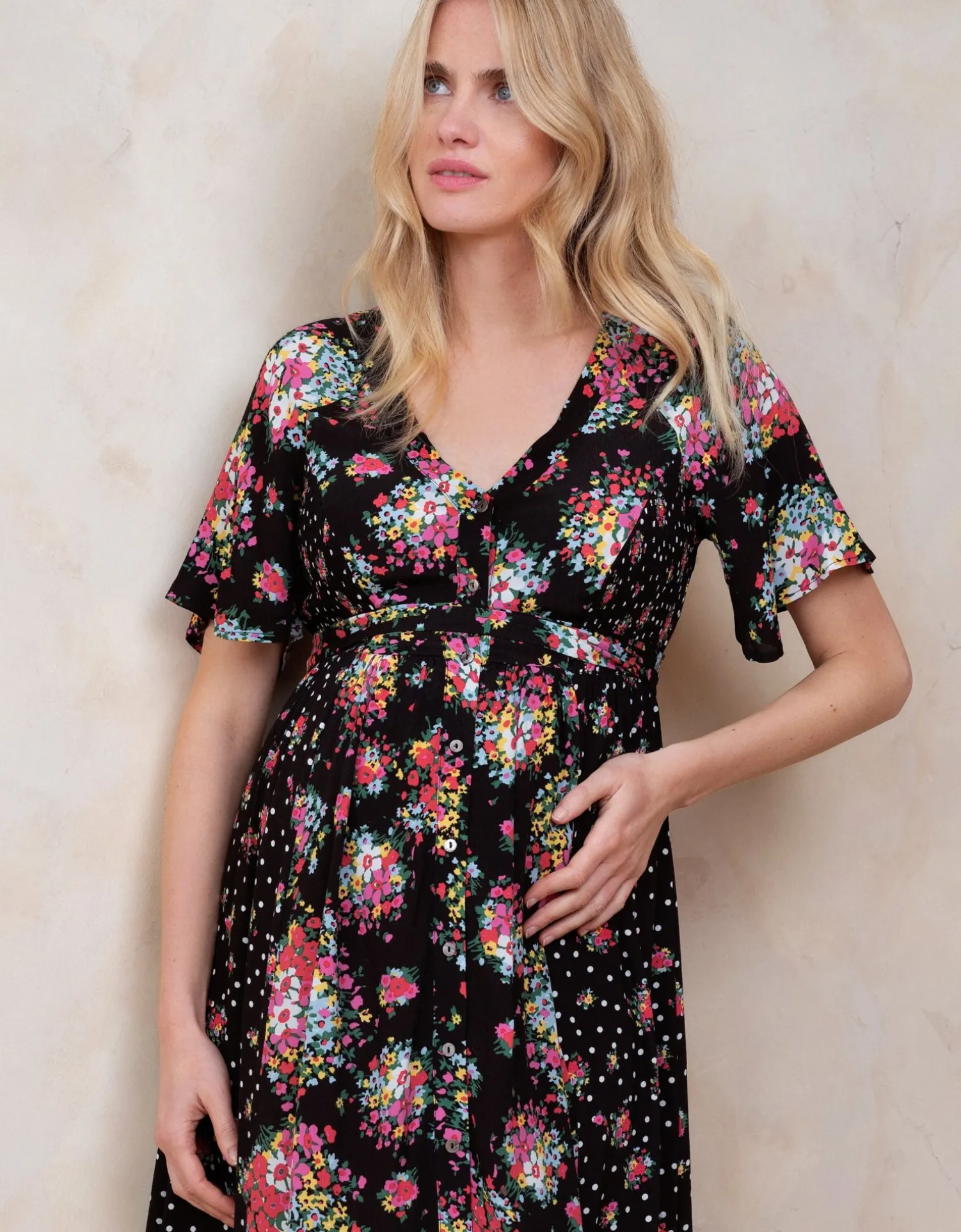 Fashion Seraphine Dahlia | Floral Bouquet Maternity & Nursing Dress