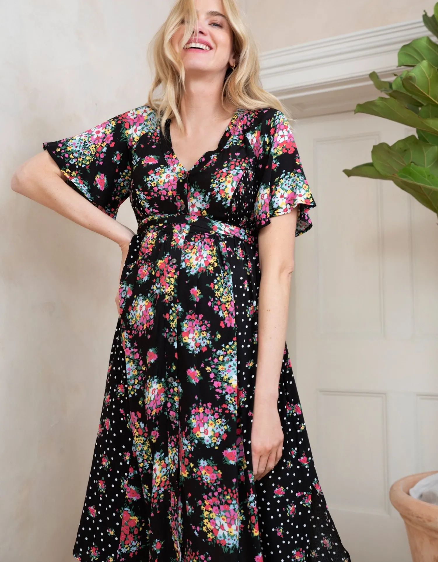 Fashion Seraphine Dahlia | Floral Bouquet Maternity & Nursing Dress