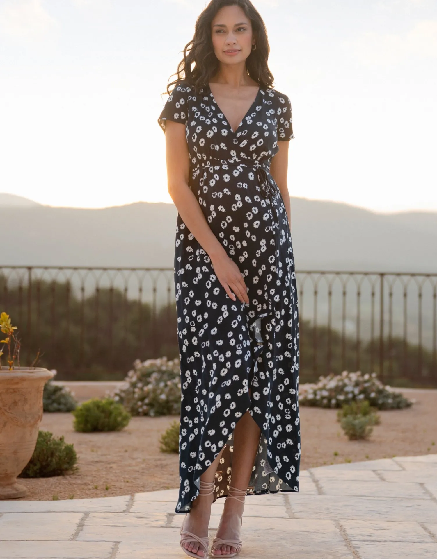 Hot Seraphine Daisy | Maxi-Length Wrap Maternity Dress