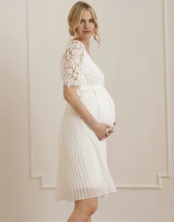 Online Seraphine Dani | Ivory Lace Top Pleated Maternity & Nursing Dress