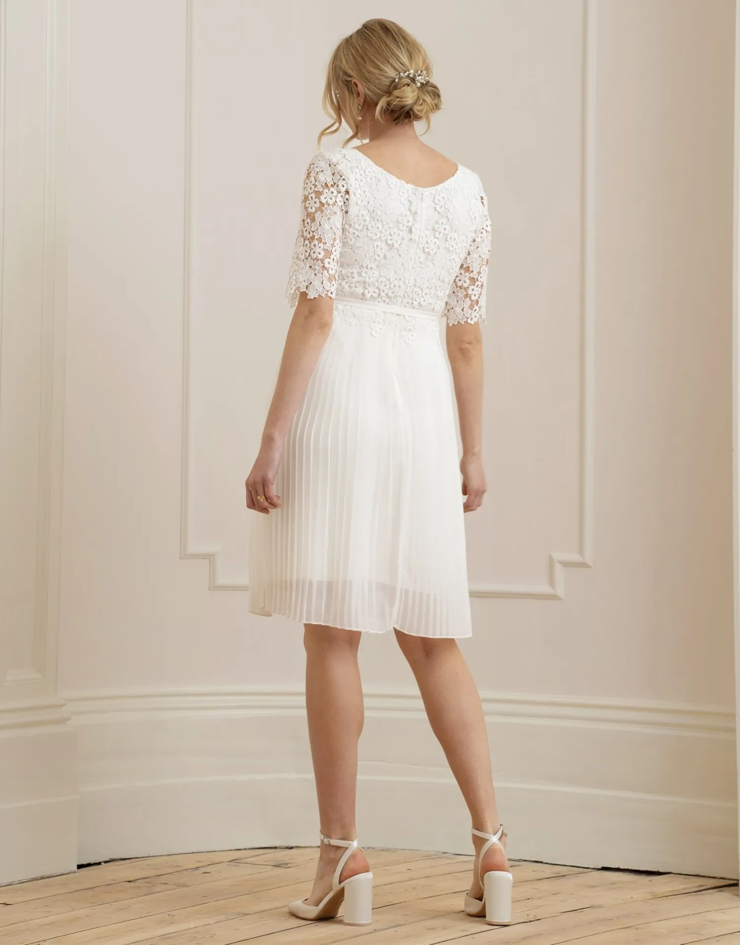 Online Seraphine Dani | Ivory Lace Top Pleated Maternity & Nursing Dress