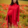 Sale Seraphine Dell | Double-Breasted Wool Maternity Coat with Tie