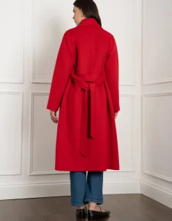 Sale Seraphine Dell | Double-Breasted Wool Maternity Coat with Tie