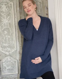 Sale Seraphine Delora | Knitted Navy Maternity & Nursing Tunic
