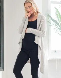 New Seraphine Denise | Grey Cotton & Cashmere Waterfall Maternity Cardigan