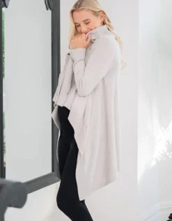 New Seraphine Denise | Grey Cotton & Cashmere Waterfall Maternity Cardigan