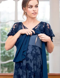 Best Seraphine Diane | Navy Blue Floral Lace Maternity to Nursing Occasion Dress