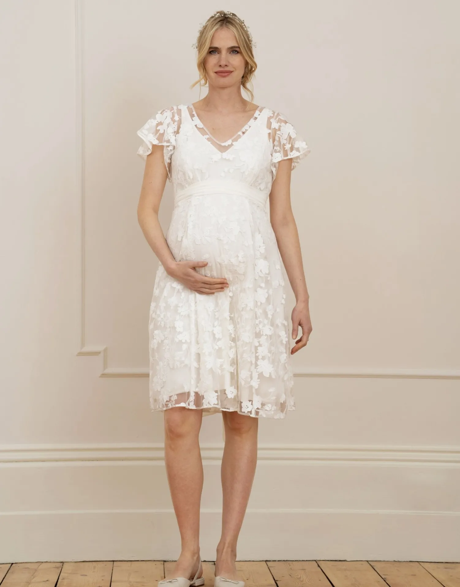 Discount Seraphine Diane | White Floral Lace Maternity to Nursing Occasion Dress