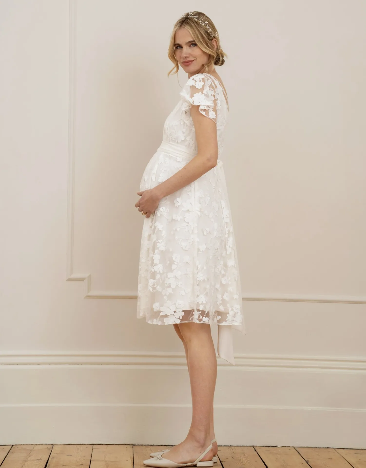 Discount Seraphine Diane | White Floral Lace Maternity to Nursing Occasion Dress
