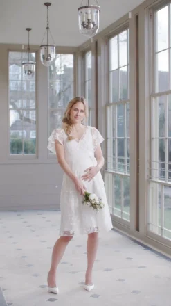 Discount Seraphine Diane | White Floral Lace Maternity to Nursing Occasion Dress