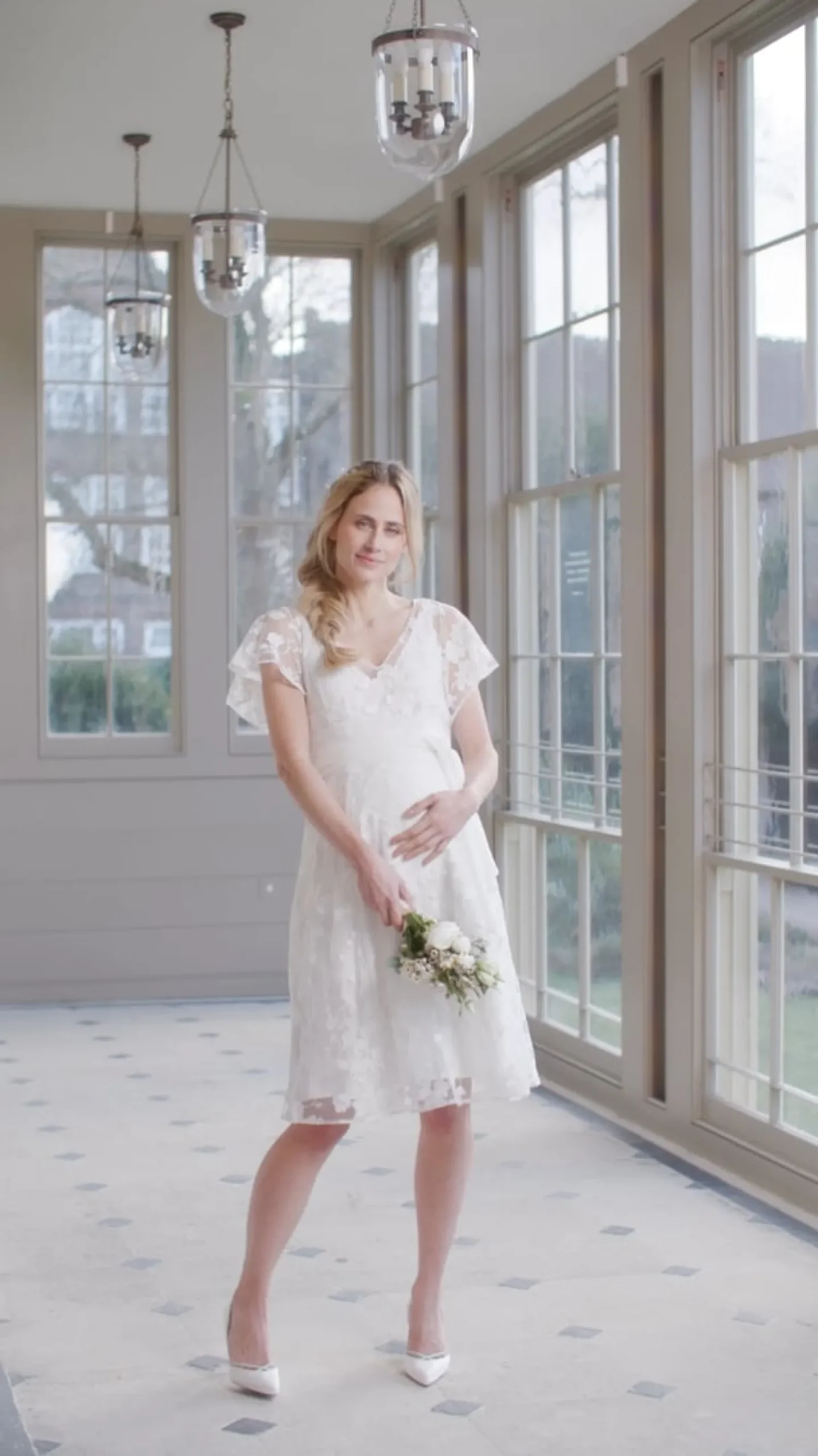 Discount Seraphine Diane | White Floral Lace Maternity to Nursing Occasion Dress