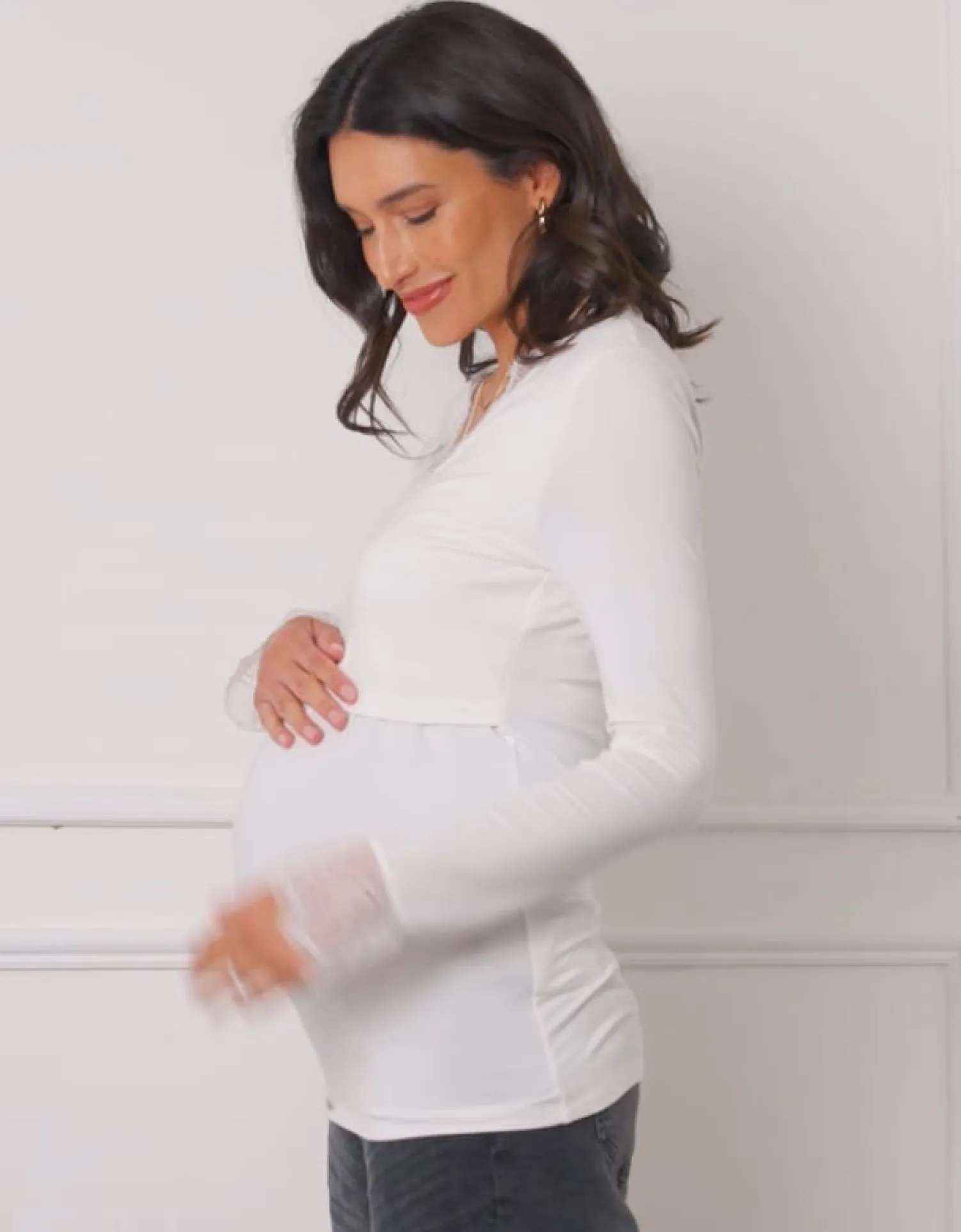 Cheap Seraphine Dottie | Lace Trim Jersey Layering Maternity & Nursing Top