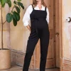 Clearance Seraphine Dune | Black Maternity & Nursing Overalls