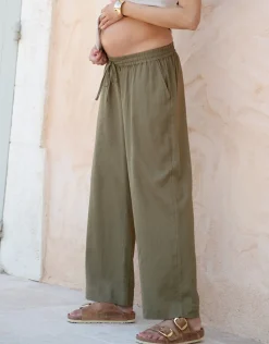 New Seraphine Elan | Wide-Leg Linen-Blend Under Bump Maternity Pants
