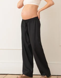 Hot Seraphine Elan | Wide-Leg Linen-Blend Under Bump Maternity Trousers