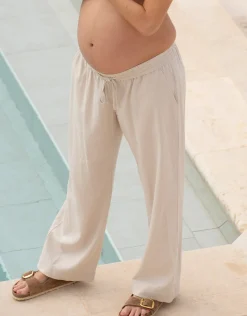 New Seraphine Elan | Wide-Leg Linen-Blend Under Bump Maternity Pants