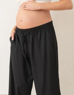 Hot Seraphine Elan | Wide-Leg Linen-Blend Under Bump Maternity Trousers