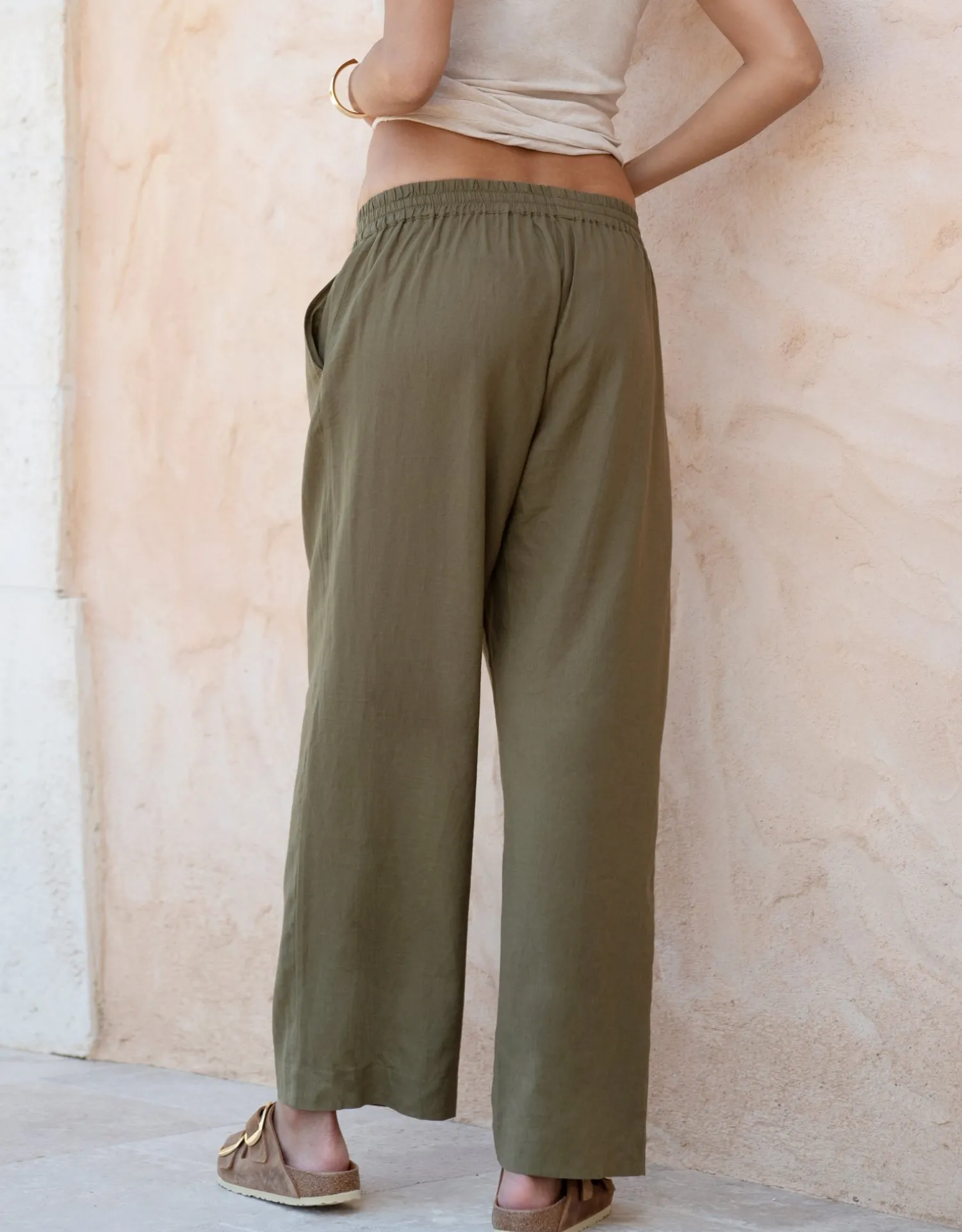 New Seraphine Elan | Wide-Leg Linen-Blend Under Bump Maternity Pants