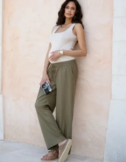 New Seraphine Elan | Wide-Leg Linen-Blend Under Bump Maternity Pants