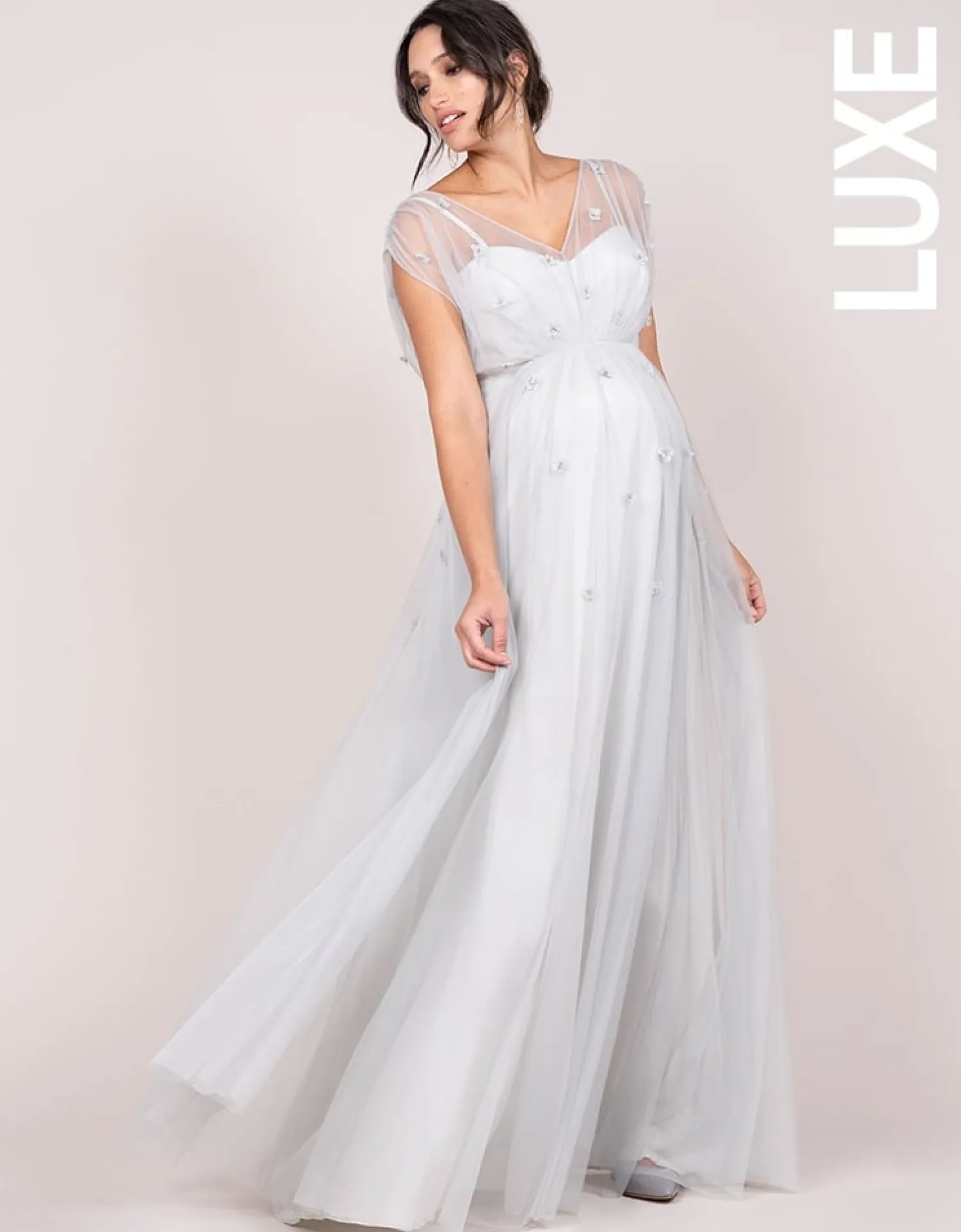 Best Sale Seraphine Eleni | Mist Grey Grecian Maternity Gown