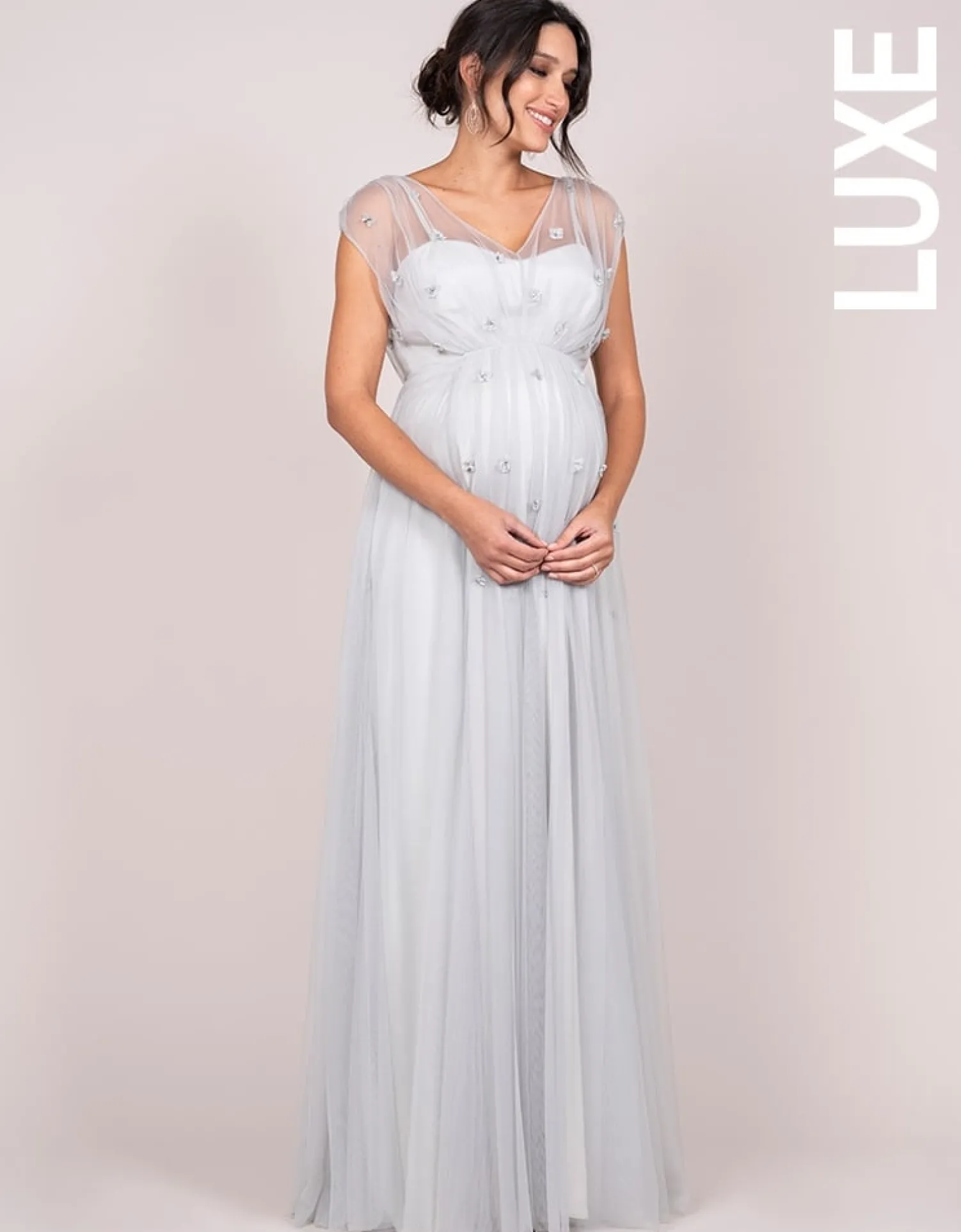 Best Sale Seraphine Eleni | Mist Grey Grecian Maternity Gown