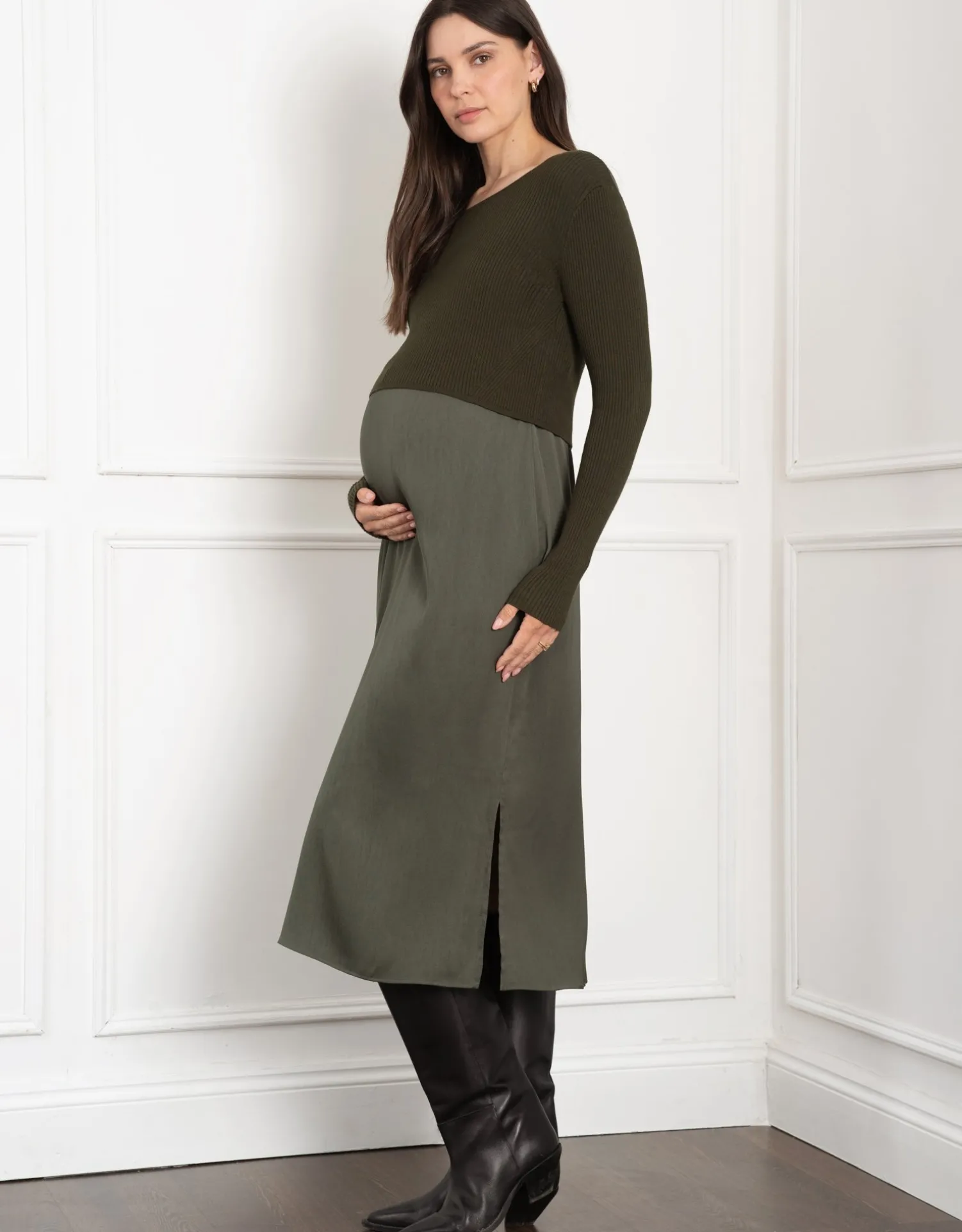 Cheap Seraphine Ellis | Knit Top with Woven Maternity & Nursing Slip Dress