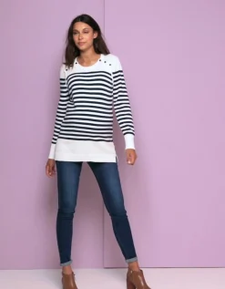 Flash Sale Seraphine Elvira | Nautical Stripe Cotton Maternity & Nursing Sweater
