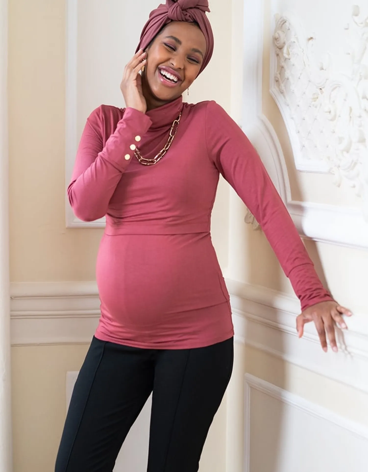 Discount Seraphine Ember | Rust Bamboo Maternity & Nursing Roll Neck