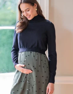 Clearance Seraphine Esme | Khaki Polka Dot Maternity & Nursing Dress