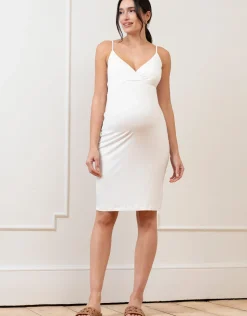 Sale Seraphine Eura | Crochet-Look Striped Collar Midi Maternity and Nursing Dress