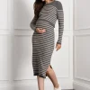 Hot Seraphine Evangelina | Crew Neck Layered Knit Maternity & Nursing Dress