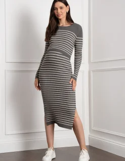 Hot Seraphine Evangelina | Crew Neck Layered Knit Maternity & Nursing Dress