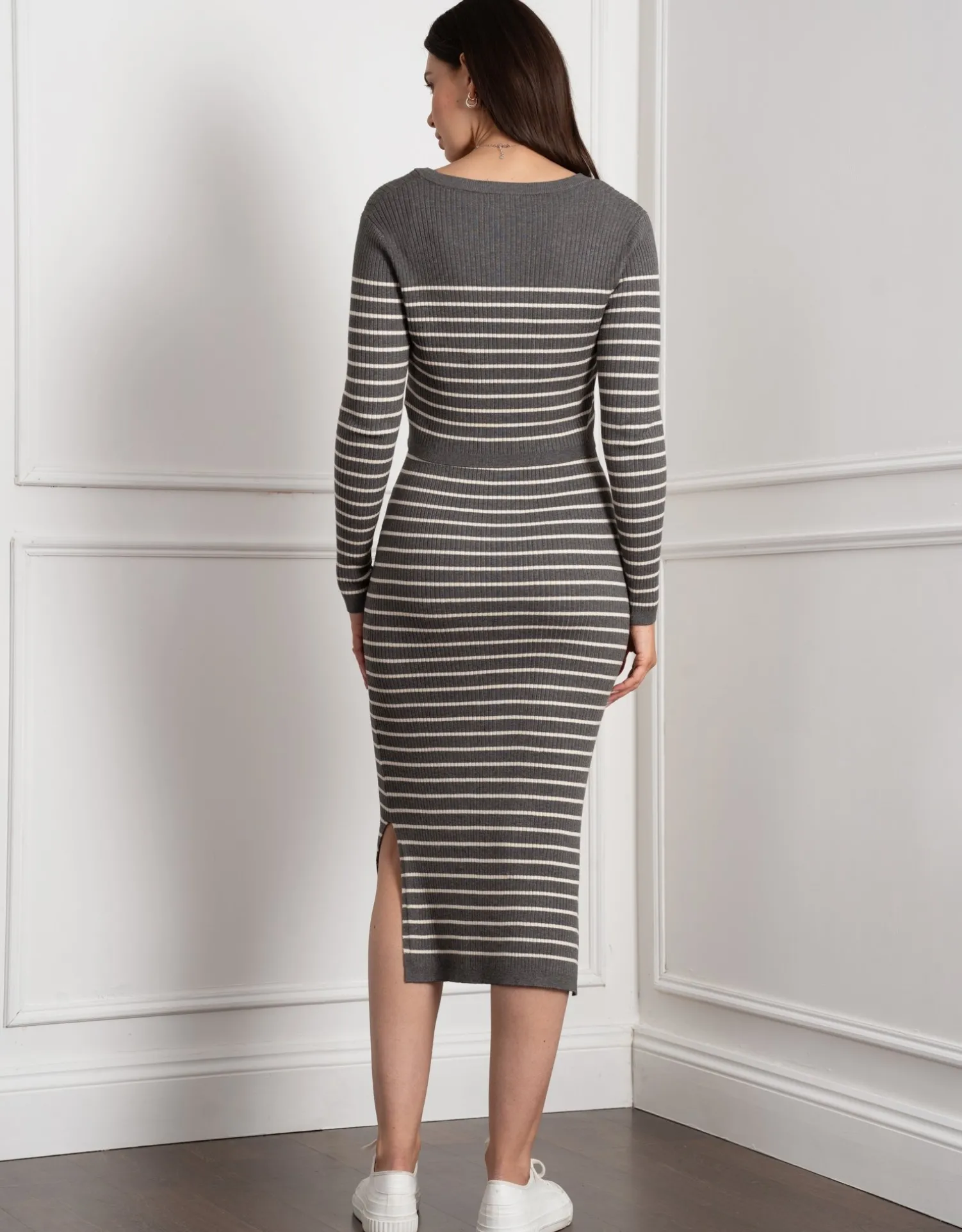 Hot Seraphine Evangelina | Crew Neck Layered Knit Maternity & Nursing Dress