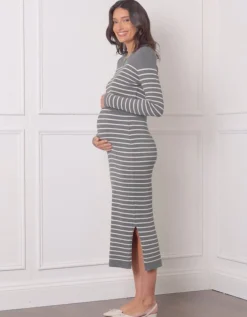 Hot Seraphine Evangelina | Crew Neck Layered Knit Maternity & Nursing Dress