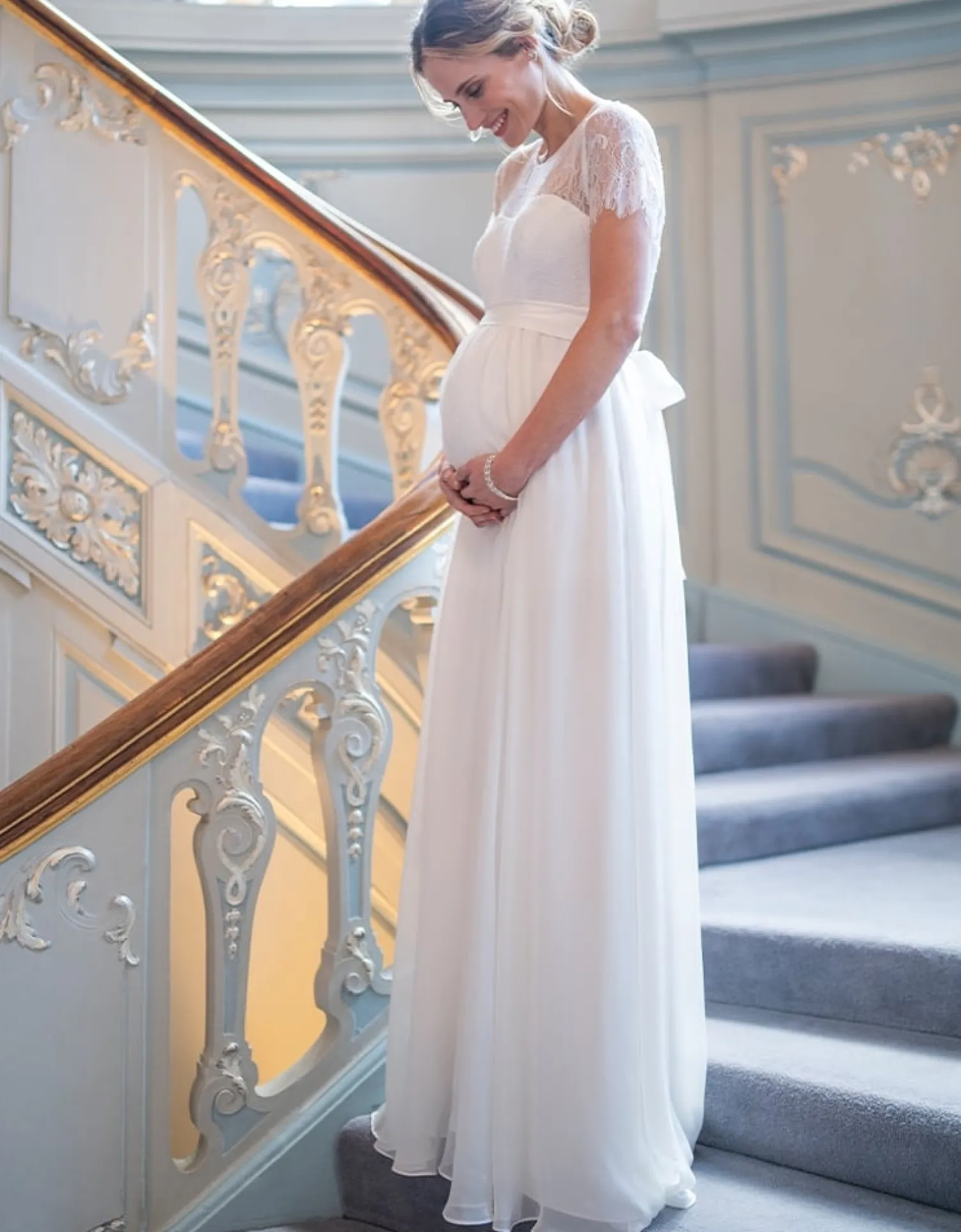 Online Seraphine Evette | Ivory Lace & Silk Maternity Gown