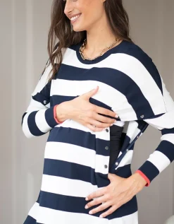 Clearance Seraphine Ezra | Bold Stripe Cotton Knit Maternity & Nursing Jumper