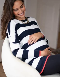 Clearance Seraphine Ezra | Bold Stripe Cotton Knit Maternity & Nursing Jumper