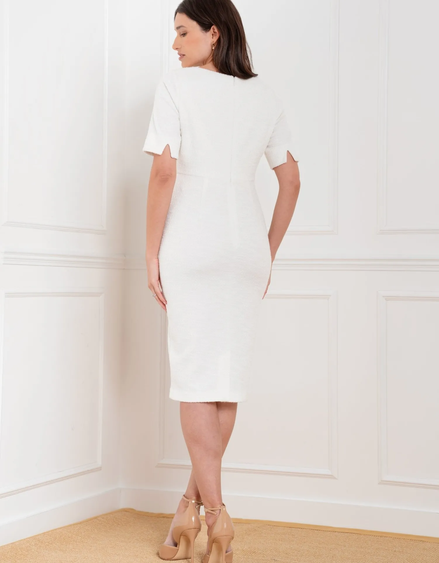 Shop Seraphine Fauna | Tweed Midi Maternity Dress