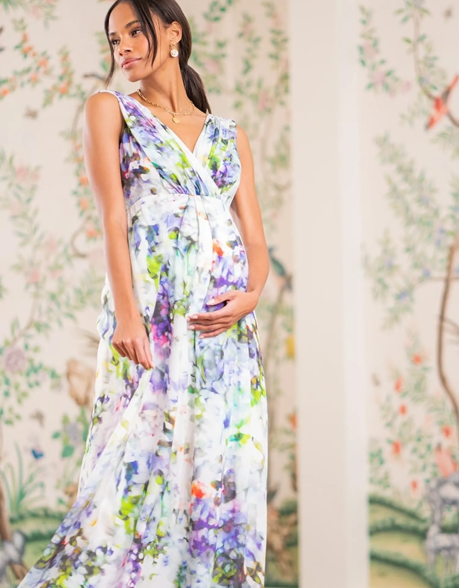Flash Sale Seraphine Felicity | Floral Silk Maternity Maxi Dress