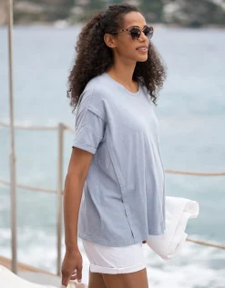 Cheap Seraphine Fergie | Light Blue Oversized Boxy Fit Maternity to Nursing T-Shirt