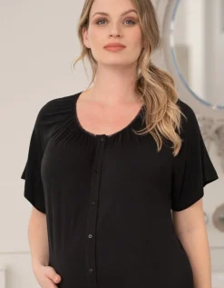 Outlet Seraphine Gemima | Twin Pack Curve Button Down Maternity Nighties - Black