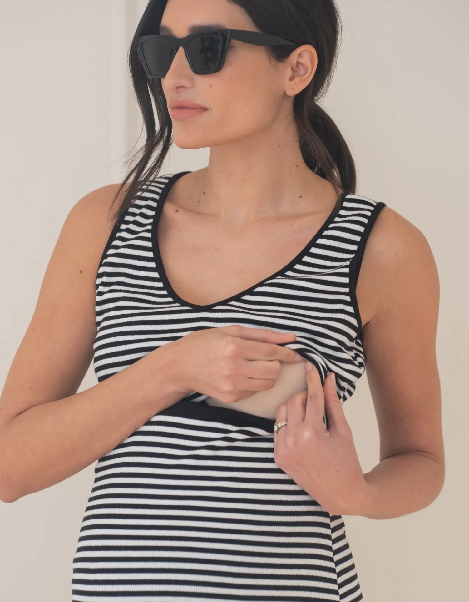 Cheap Seraphine Genesis | V-Neck Stripe Maternity-To-Nursing Vest Top