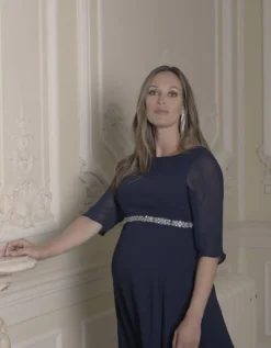 Cheap Seraphine Gisele | Deep Blue Beaded Maternity Cocktail Dress