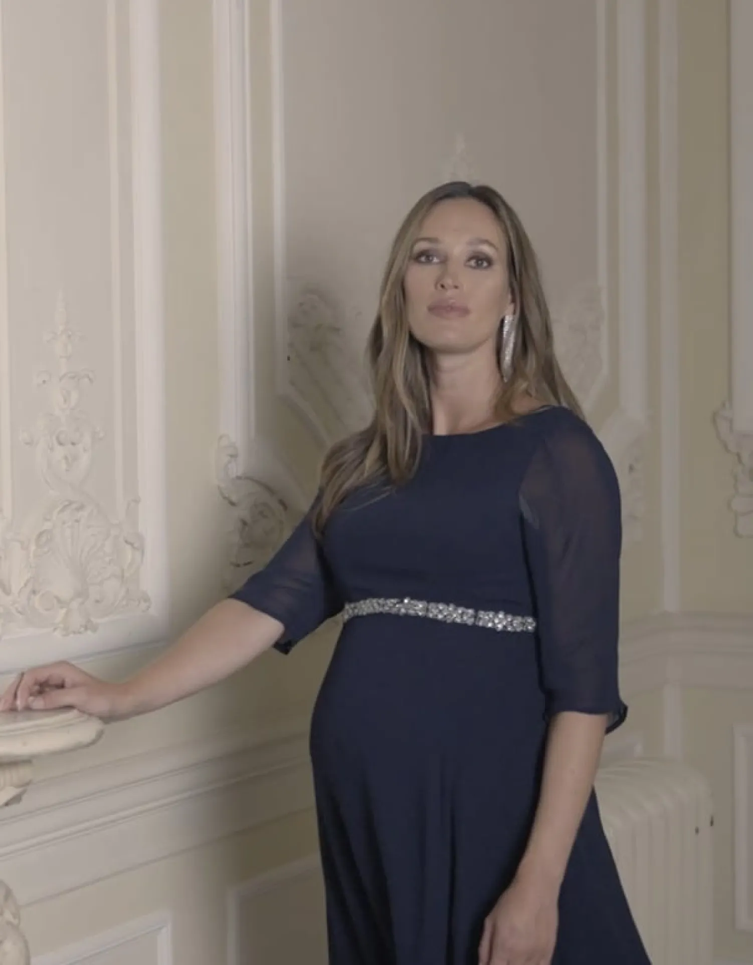 Cheap Seraphine Gisele | Deep Blue Beaded Maternity Cocktail Dress